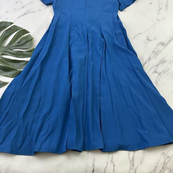 Express Womens Vintage 90s Button Front Dress Size 9 Bright Blue Square Neck - Picture 9 of 9